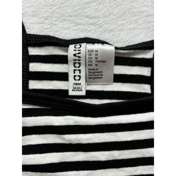 H&M Divided Basic Black & White Striped Crop Camisole Tank Top size medium - Picture 2 of 5